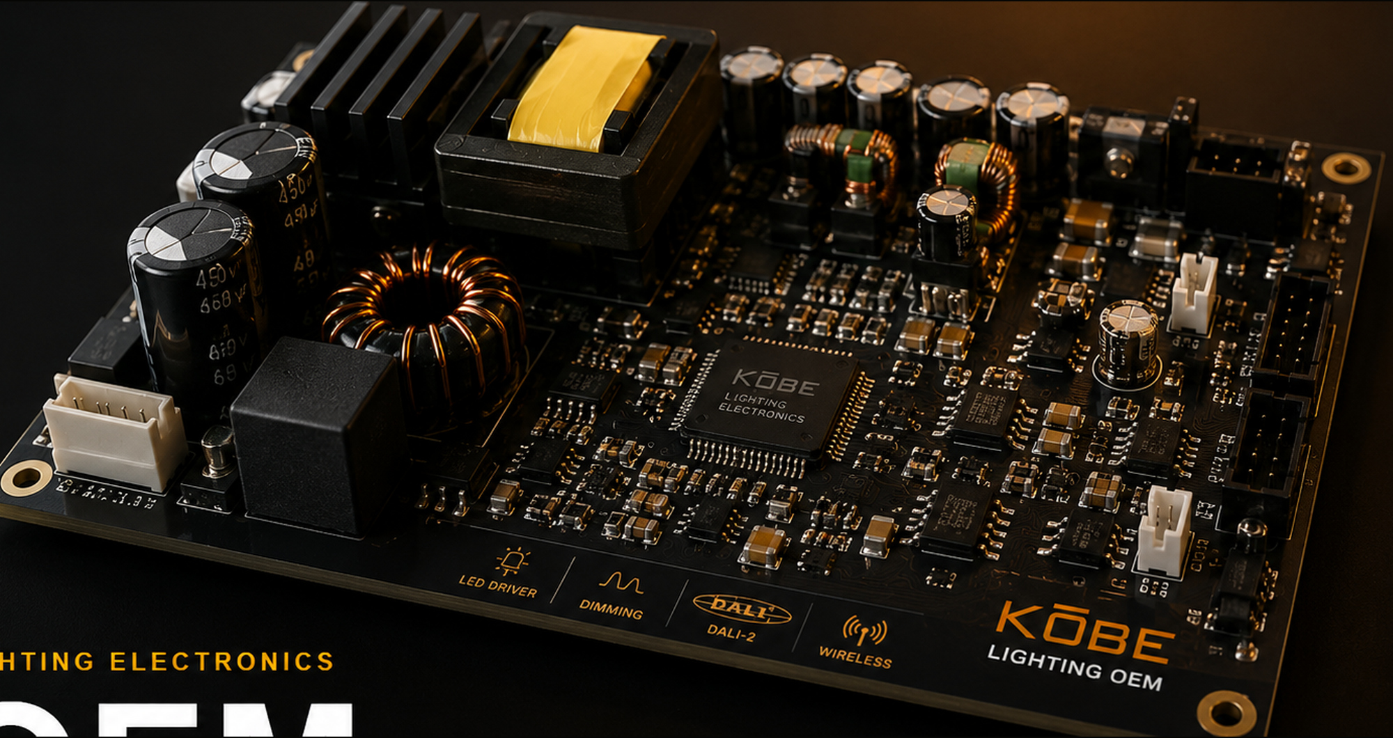 Elettronica OEM KOBE per illuminazione: LED driver, dimming, DALI-2 e wireless